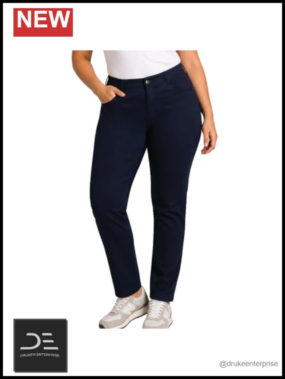 Plus Size Skinny Work Pants - Stretch Twill, Anti-Gap Waistband